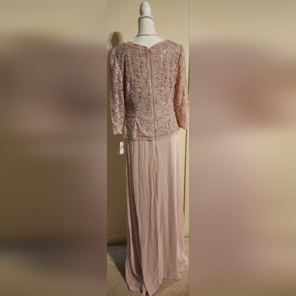 NEW Alex Evenings Pink Formal Sequined Dress/Gown Size 12 with 3/4 Sleeves - Picture 5 of 14